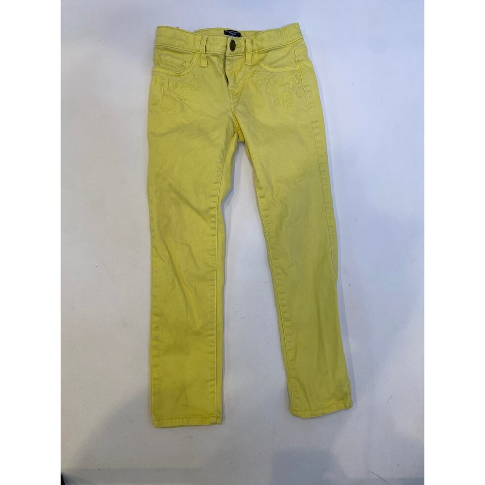 Gap Kids Factory Super Skinny Yellow Denim Embroidered Jeans Sz 6 Yrs Cotton